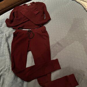 Cotton Citizen two piece jogger with long sleeve crop top
